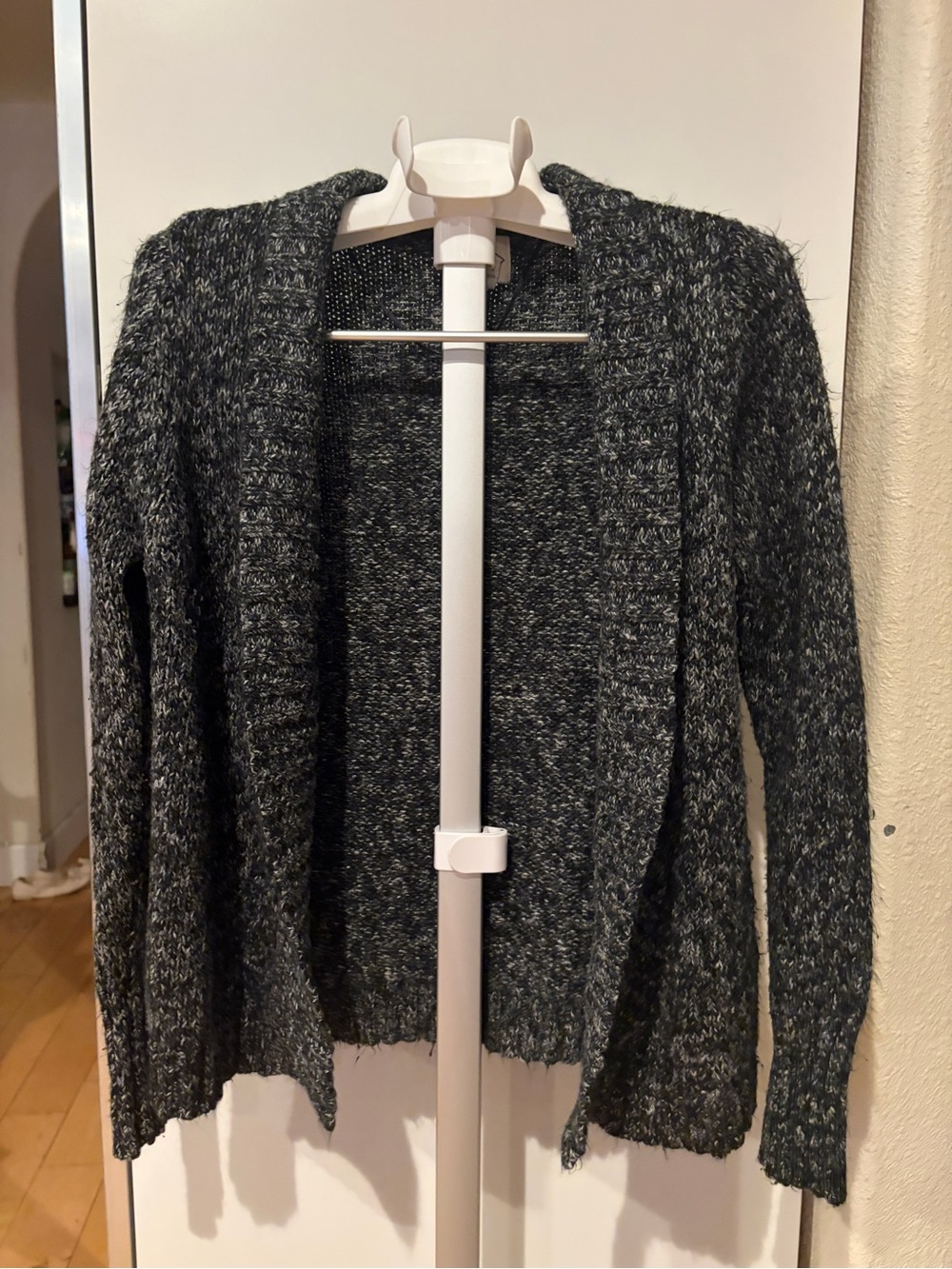 St. John's Bay Black Heathered Open-Front Cardigan